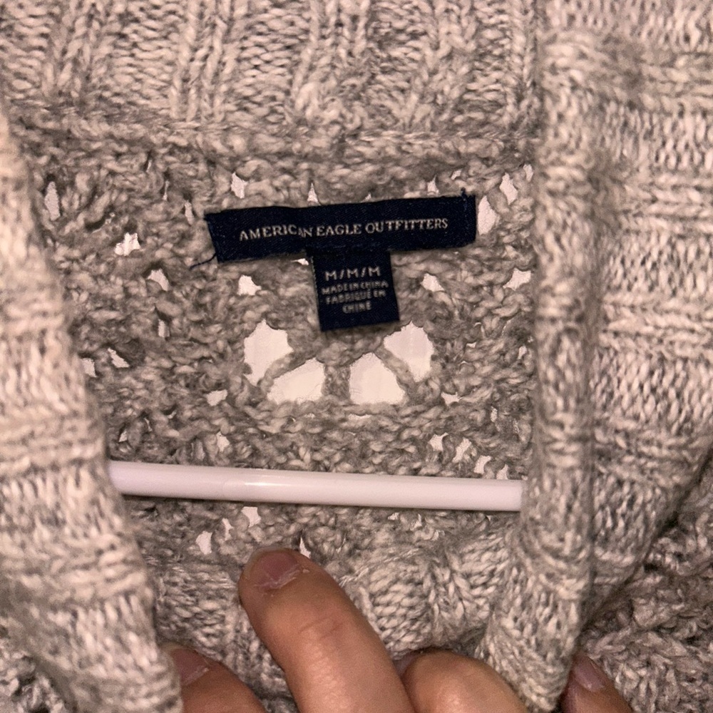 American Eagle Outfitters Women's Textured Knit Sweater - Gray - Picture 2 of 3